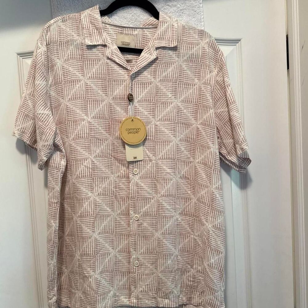 Common People Men's Tan Geometric Shirt